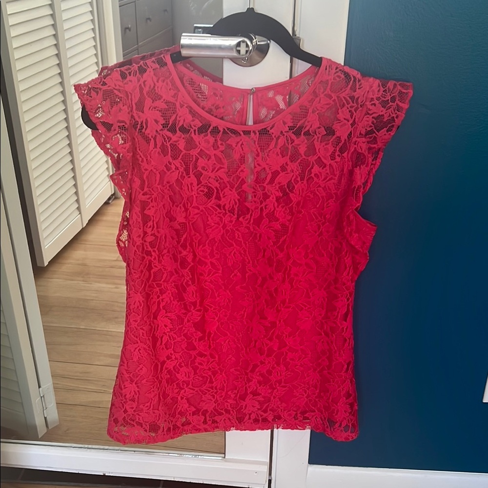 Elegant Pink / Red Lace Top